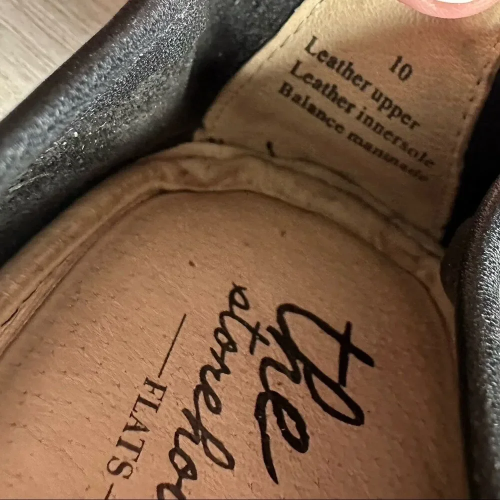 The Storehouse Flats - Black Leather - Size 10 - Foldable